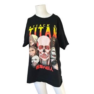 Attack on Titan Final Season Black Graphic T-shirt Colorful Anime Size Large